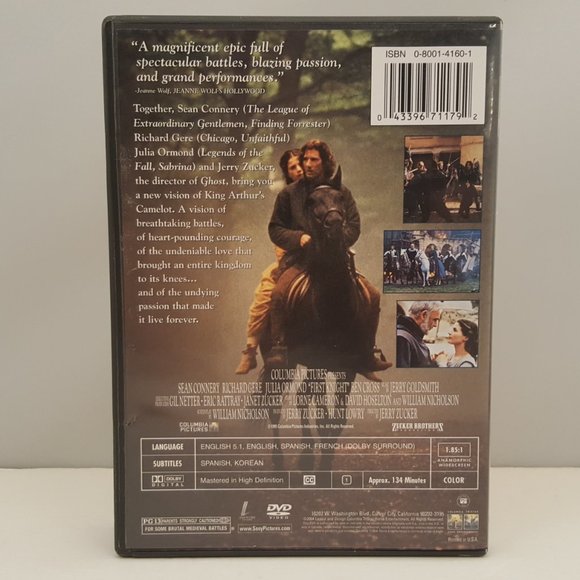 FIRST KNIGHT DVD Standard & Widescreen 1995 Columbia Pictures - Picture 2 of 9